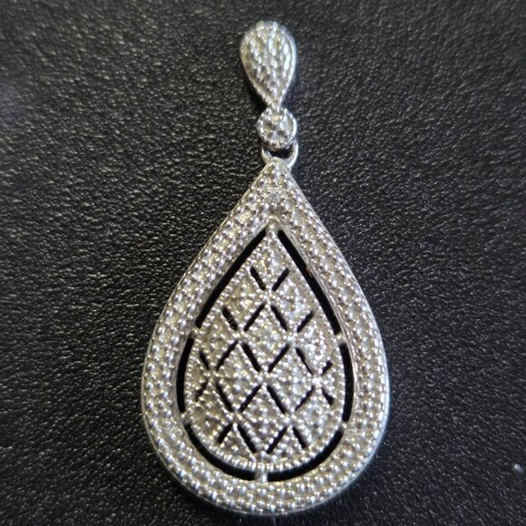 Sterling Silver 925 Filigree Teardrop Earrings, HDS Stamped (Helzberg) - Picture 2 of 6